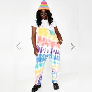 Current Mood Hippie Trippy Delight Tie Dye Overalls